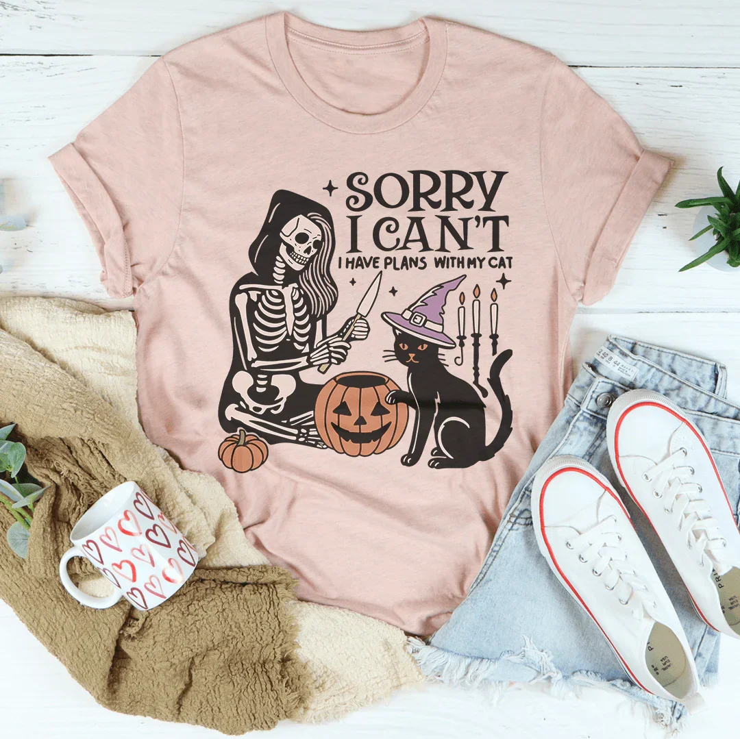 Sorry I Can't I Have Plans with My Cat Tee Peachy Sunday