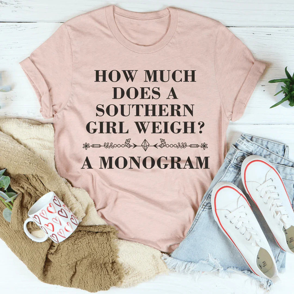 Southern Girl Monogram Tee Peachy Sunday