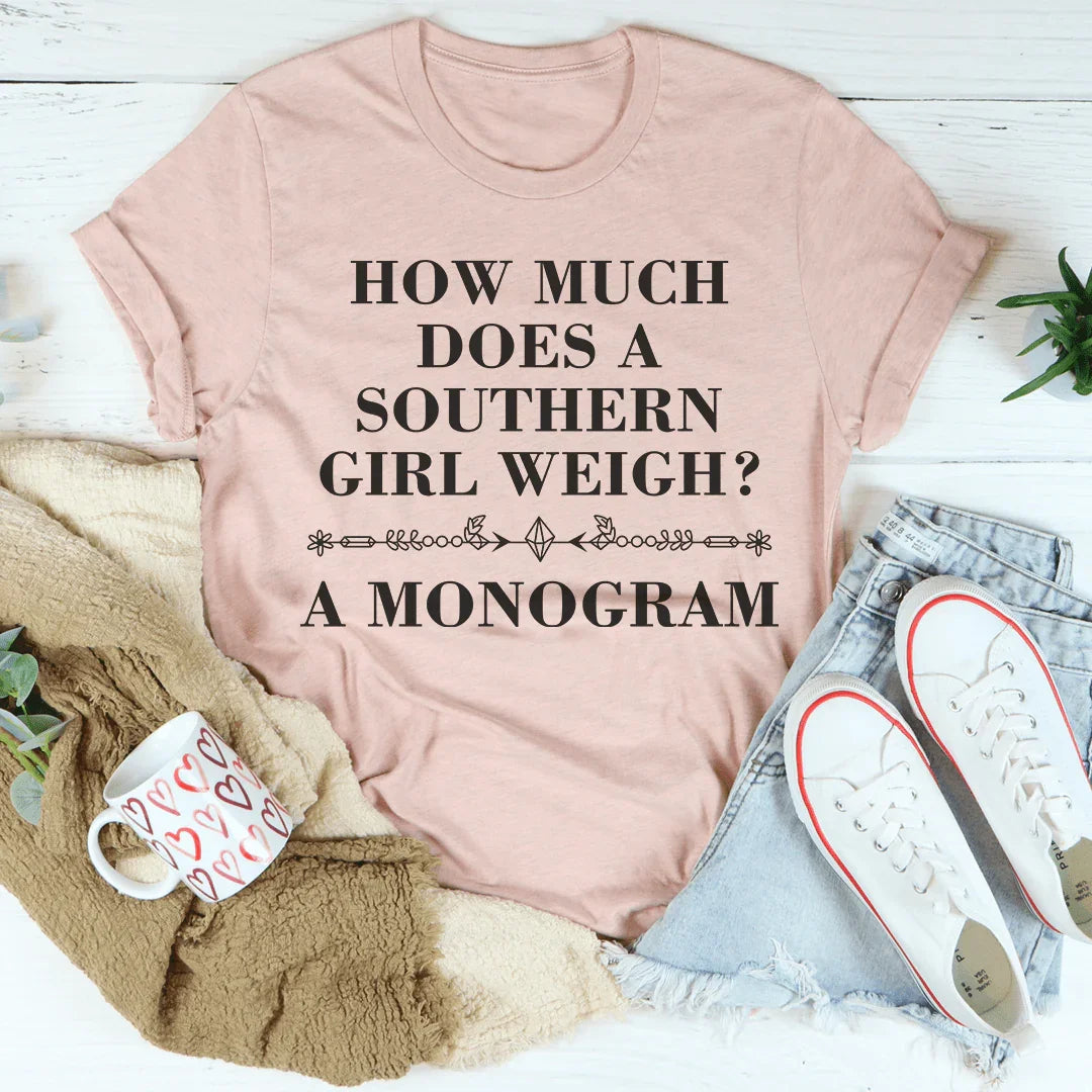 Southern Girl Monogram Tee Peachy Sunday
