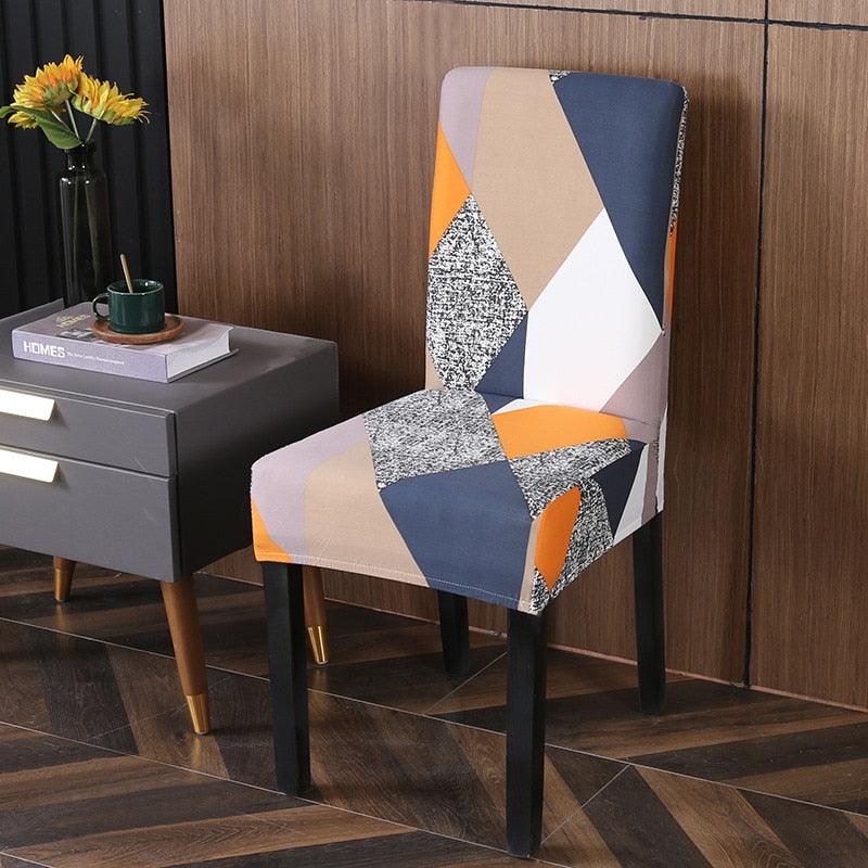 Spandex Chair Covers Printed Dining Room Stretch Seat Cover Chair Protective Case for Restaurant Banquet Kitchen Hotel  Stretch Spandex Removable Washable Dining Chair Protector Stevvex