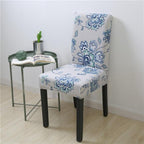 Spandex Chair Covers Printed Dining Room Stretch Seat Cover Chair Protective Case for Restaurant Banquet Kitchen Hotel  Stretch Spandex Removable Washable Dining Chair Protector Stevvex