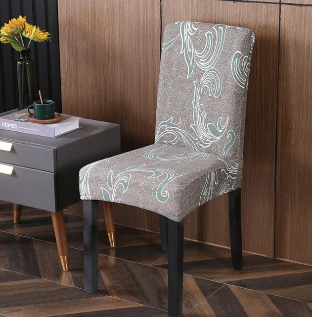 Spandex Chair Covers Printed Dining Room Stretch Seat Cover Chair Protective Case for Restaurant Banquet Kitchen Hotel  Stretch Spandex Removable Washable Dining Chair Protector Stevvex
