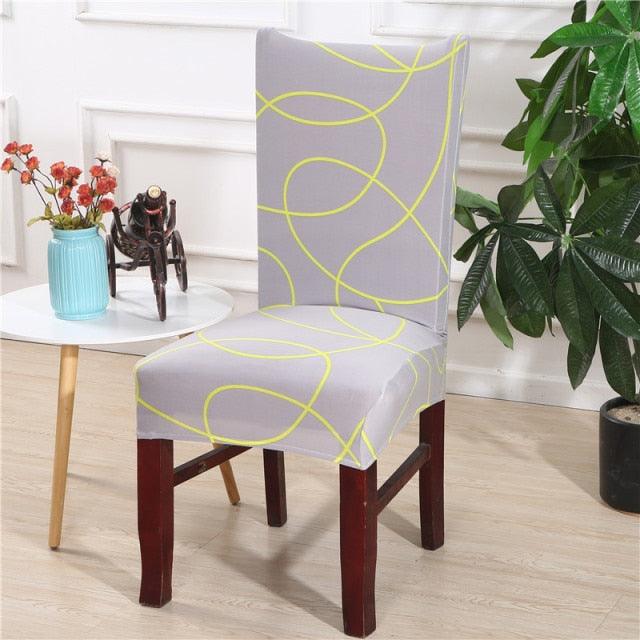 Spandex Chair Covers Printed Dining Room Stretch Seat Cover Chair Protective Case for Restaurant Banquet Kitchen Hotel  Stretch Spandex Removable Washable Dining Chair Protector Stevvex