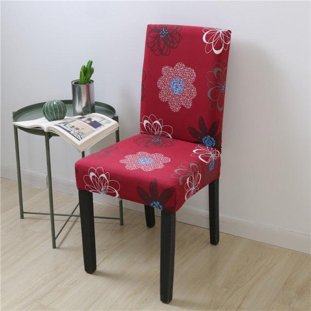 Spandex Chair Covers Printed Dining Room Stretch Seat Cover Chair Protective Case for Restaurant Banquet Kitchen Hotel  Stretch Spandex Removable Washable Dining Chair Protector Stevvex