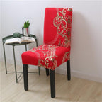 Spandex Chair Covers Printed Dining Room Stretch Seat Cover Chair Protective Case for Restaurant Banquet Kitchen Hotel  Stretch Spandex Removable Washable Dining Chair Protector Stevvex