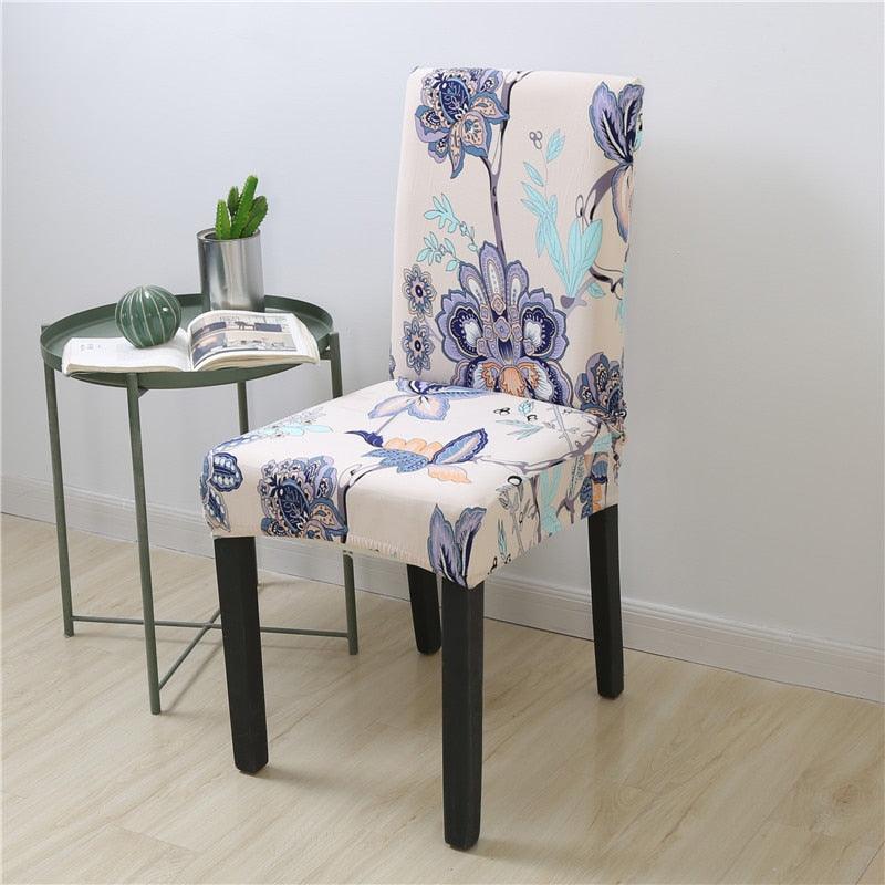 Spandex Chair Covers Printed Dining Room Stretch Seat Cover Chair Protective Case for Restaurant Banquet Kitchen Hotel  Stretch Spandex Removable Washable Dining Chair Protector Stevvex