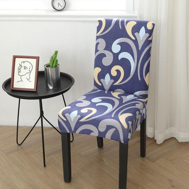 Spandex Chair Covers Printed Dining Room Stretch Seat Cover Chair Protective Case for Restaurant Banquet Kitchen Hotel  Stretch Spandex Removable Washable Dining Chair Protector Stevvex