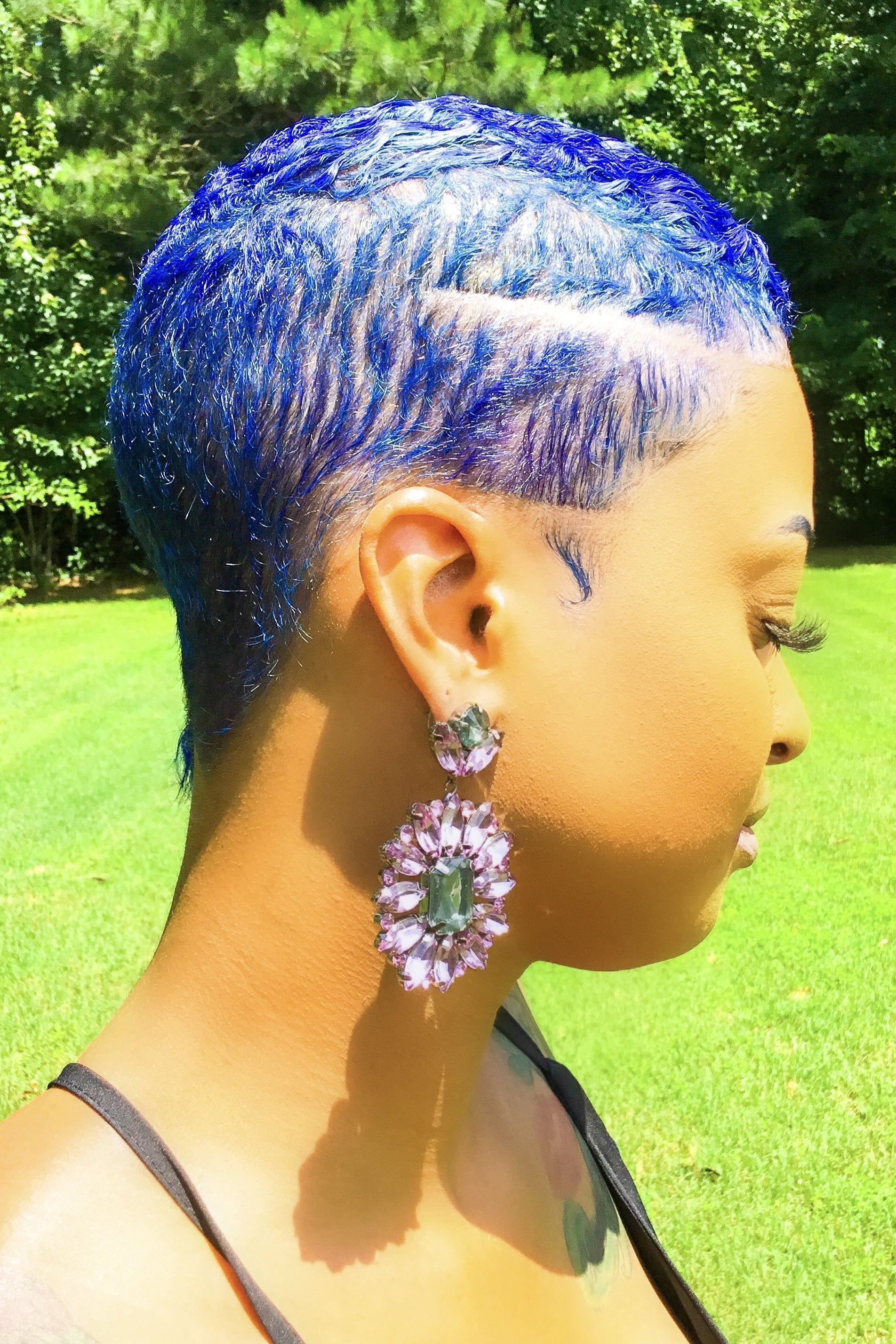Sparkle Drop Dangle Earrings Purple Crystal Statement