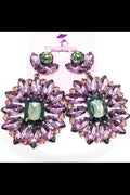 Sparkle Drop Dangle Earrings Purple Crystal Statement