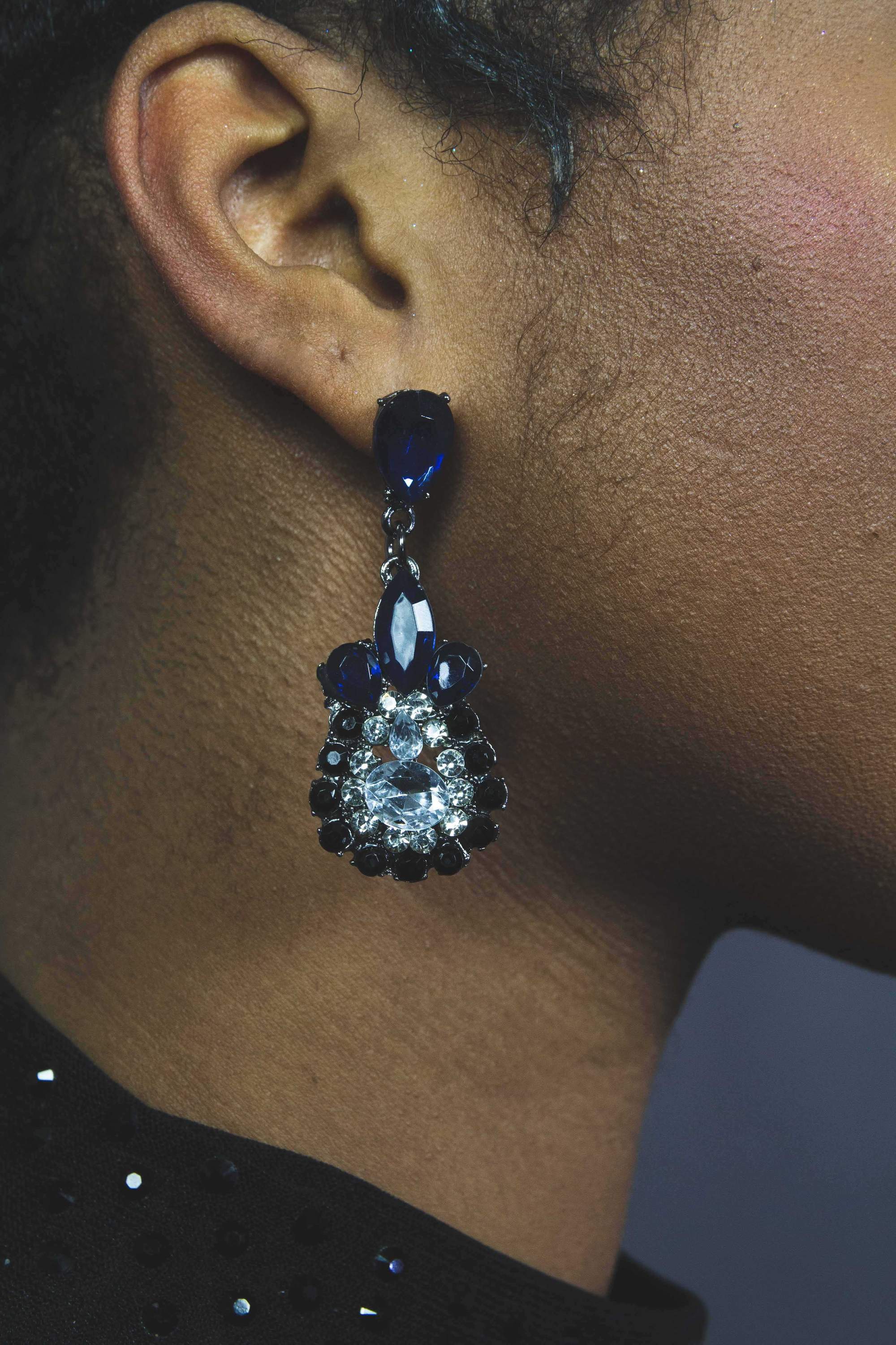 Sparkling Pink Teardrop Dangle Earrings With Crystals