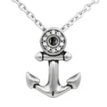 Sparkling Eye Anchor Necklace Silver With CZ Accents