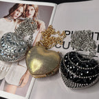 Sparkling Heart-Shaped Crossbody Bag Everyday Glam Diamond-Studded Mini Purse (MAC279)