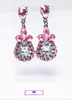 Sparkling Pink Teardrop Dangle Earrings With Crystals