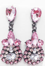 Sparkling Pink Teardrop Dangle Earrings With Crystals