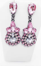 Sparkling Pink Teardrop Dangle Earrings With Crystals