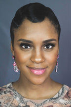 Sparkling Pink Teardrop Dangle Earrings With Crystals