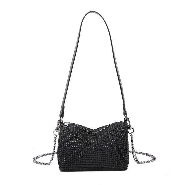 Sparkling Rhinestone Bag For Females Mini Portable Hand Bag Diamond Messenger Bag Fashionable Zipper Feminina Evening bag Stevvex
