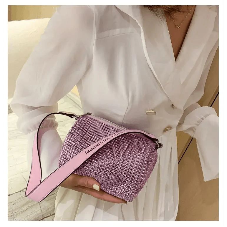 Sparkling Rhinestone Bag For Females Mini Portable Hand Bag Diamond Messenger Bag Fashionable Zipper Feminina Evening bag Stevvex