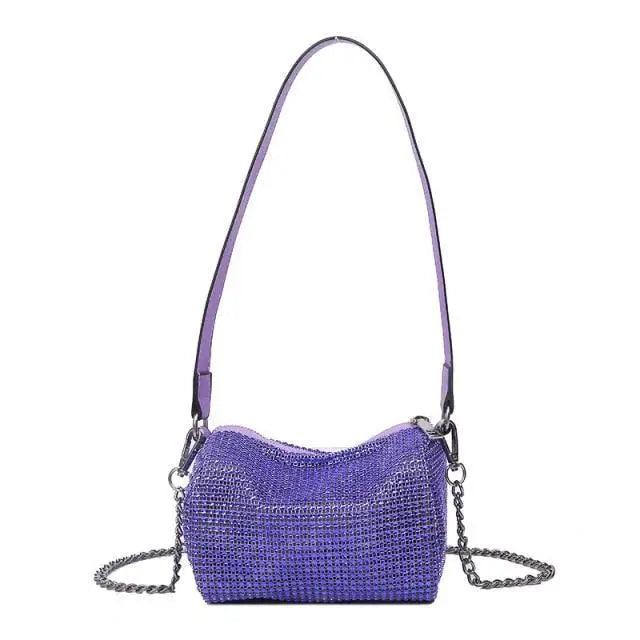 Sparkling Rhinestone Bag For Females Mini Portable Hand Bag Diamond Messenger Bag Fashionable Zipper Feminina Evening bag Stevvex