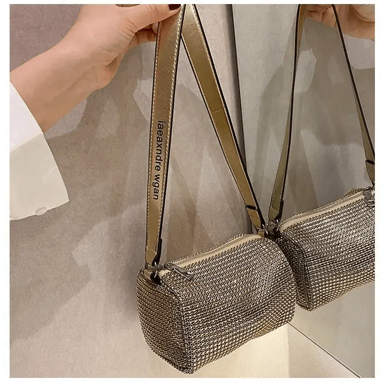 Sparkling Rhinestone Bag For Females Mini Portable Hand Bag Diamond Messenger Bag Fashionable Zipper Feminina Evening bag Stevvex