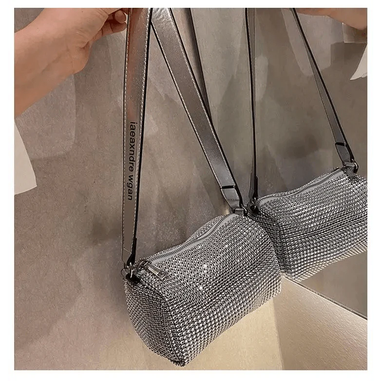 Sparkling Rhinestone Bag For Females Mini Portable Hand Bag Diamond Messenger Bag Fashionable Zipper Feminina Evening bag Stevvex