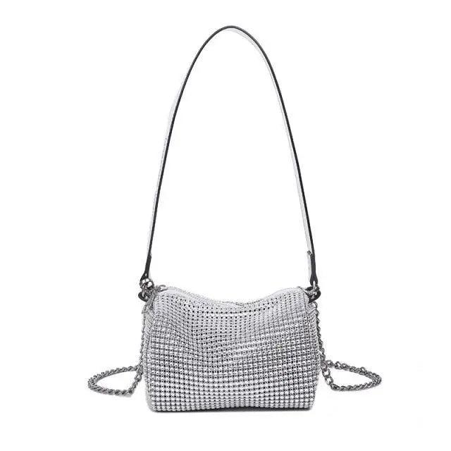 Sparkling Rhinestone Bag For Females Mini Portable Hand Bag Diamond Messenger Bag Fashionable Zipper Feminina Evening bag Stevvex