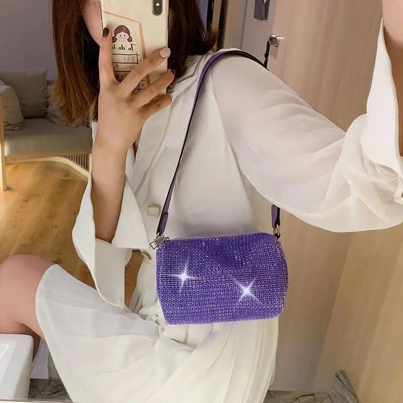 Sparkling Rhinestone Bag For Females Mini Portable Hand Bag Diamond Messenger Bag Fashionable Zipper Feminina Evening bag Stevvex