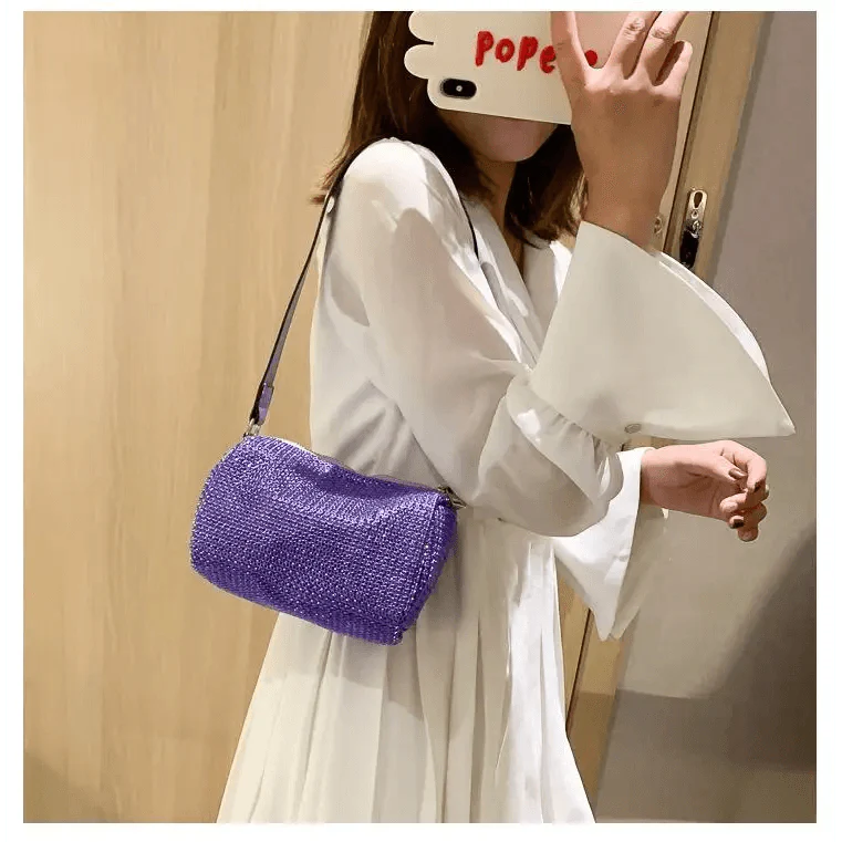 Sparkling Rhinestone Bag For Females Mini Portable Hand Bag Diamond Messenger Bag Fashionable Zipper Feminina Evening bag Stevvex