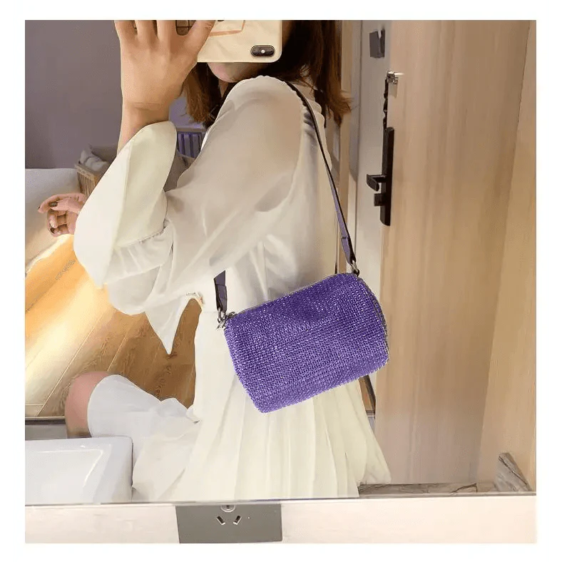 Sparkling Rhinestone Bag For Females Mini Portable Hand Bag Diamond Messenger Bag Fashionable Zipper Feminina Evening bag Stevvex
