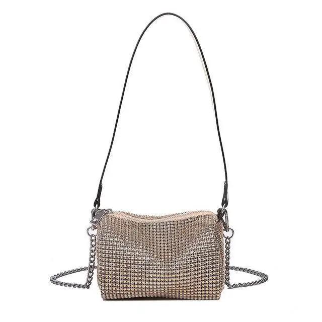 Sparkling Rhinestone Bag For Females Mini Portable Hand Bag Diamond Messenger Bag Fashionable Zipper Feminina Evening bag Stevvex