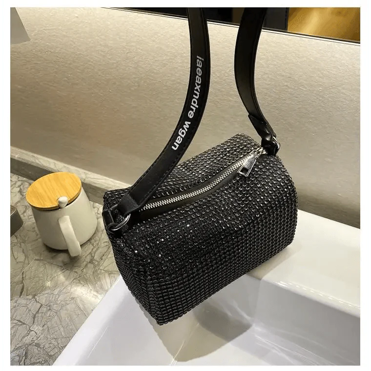 Sparkling Rhinestone Bag For Females Mini Portable Hand Bag Diamond Messenger Bag Fashionable Zipper Feminina Evening bag Stevvex