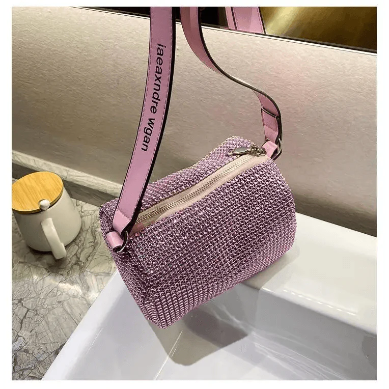 Sparkling Rhinestone Bag For Females Mini Portable Hand Bag Diamond Messenger Bag Fashionable Zipper Feminina Evening bag Stevvex