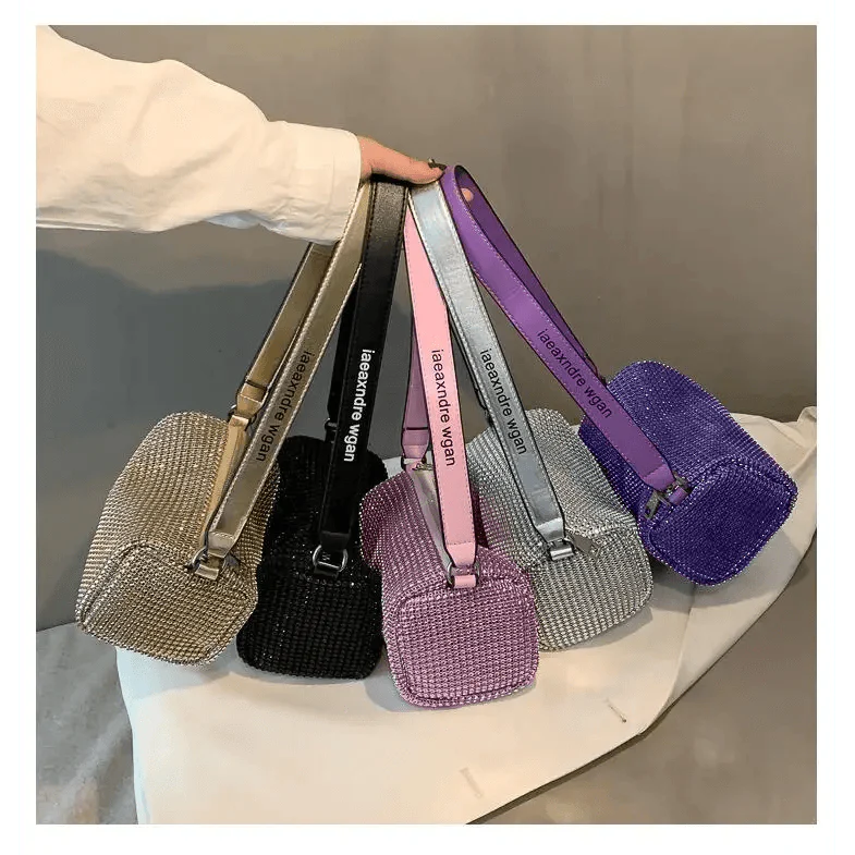 Sparkling Rhinestone Bag For Females Mini Portable Hand Bag Diamond Messenger Bag Fashionable Zipper Feminina Evening bag Stevvex