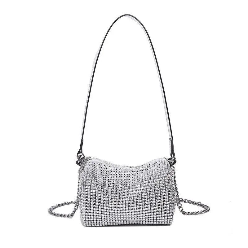 Sparkling Rhinestone Bag For Females Mini Portable Hand Bag Diamond Messenger Bag Fashionable Zipper Feminina Evening bag Stevvex
