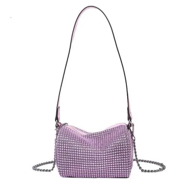 Sparkling Rhinestone Bag For Females Mini Portable Hand Bag Diamond Messenger Bag Fashionable Zipper Feminina Evening bag Stevvex