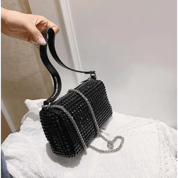Sparkling Rhinestone Bag For Females Mini Portable Hand Bag Diamond Messenger Bag Fashionable Zipper Feminina Evening bag Stevvex