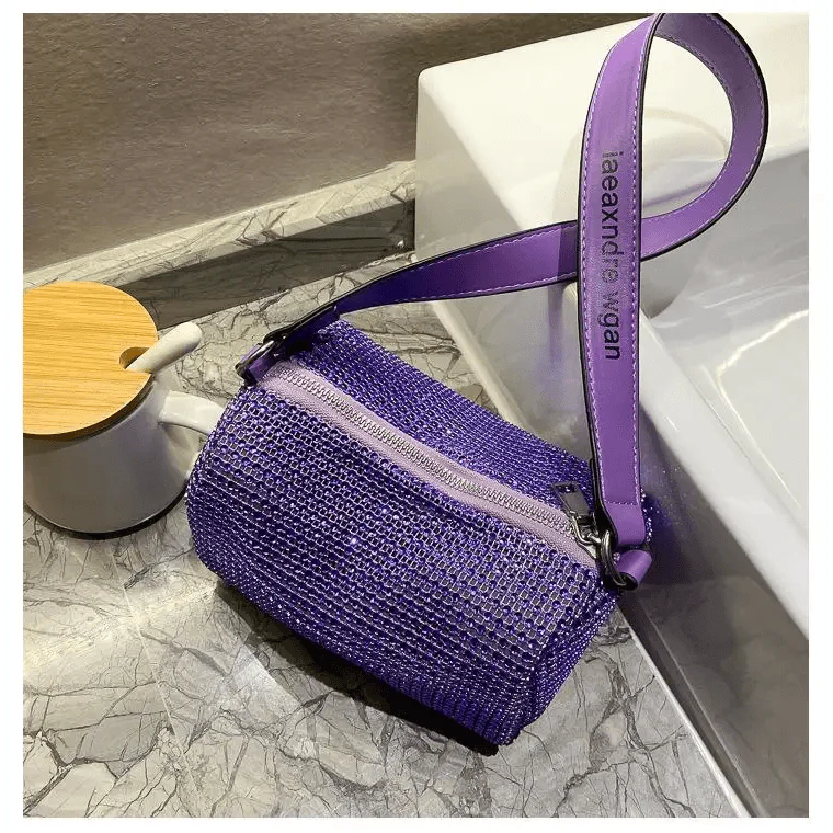 Sparkling Rhinestone Bag For Females Mini Portable Hand Bag Diamond Messenger Bag Fashionable Zipper Feminina Evening bag Stevvex