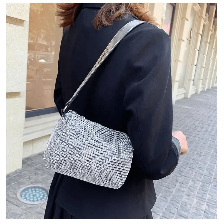 Sparkling Rhinestone Bag For Females Mini Portable Hand Bag Diamond Messenger Bag Fashionable Zipper Feminina Evening bag Stevvex