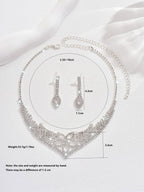 Sparkling Rhinestone Trio Earrings Necklace Bracelet Collection (MAC315)