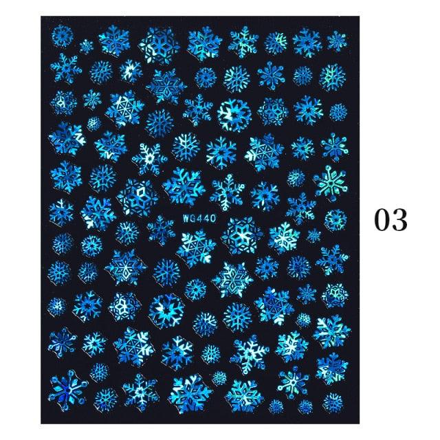 Sparkly Gold Bronzing Christmas 3D Snowflake Nail Stickers Colorful Sliver Glitter Xmas Elk Deer Socks Transfer Foil For Nails Snowflake Nail Art Stickers Decals Christmas Nail 3D Self Adhesive Nail Stickers for Acrylic Nails Snowflake Winter Slider Stevvex