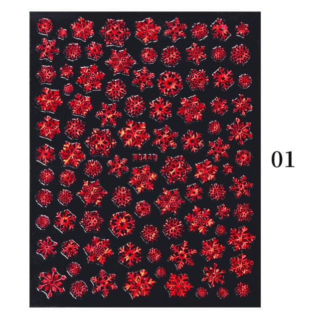 Sparkly Gold Bronzing Christmas 3D Snowflake Nail Stickers Colorful Sliver Glitter Xmas Elk Deer Socks Transfer Foil For Nails Snowflake Nail Art Stickers Decals Christmas Nail 3D Self Adhesive Nail Stickers for Acrylic Nails Snowflake Winter Slider Stevvex
