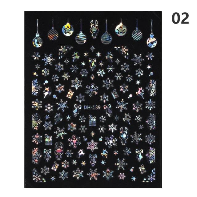 Sparkly Gold Bronzing Christmas 3D Snowflake Nail Stickers Colorful Sliver Glitter Xmas Elk Deer Socks Transfer Foil For Nails Snowflake Nail Art Stickers Decals Christmas Nail 3D Self Adhesive Nail Stickers for Acrylic Nails Snowflake Winter Slider Stevvex