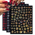 Sparkly Gold Bronzing Christmas 3D Snowflake Nail Stickers Colorful Sliver Glitter Xmas Elk Deer Socks Transfer Foil For Nails Snowflake Nail Art Stickers Decals Christmas Nail 3D Self Adhesive Nail Stickers for Acrylic Nails Snowflake Winter Slider Stevvex