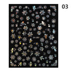 Sparkly Gold Bronzing Christmas 3D Snowflake Nail Stickers Colorful Sliver Glitter Xmas Elk Deer Socks Transfer Foil For Nails Snowflake Nail Art Stickers Decals Christmas Nail 3D Self Adhesive Nail Stickers for Acrylic Nails Snowflake Winter Slider Stevvex