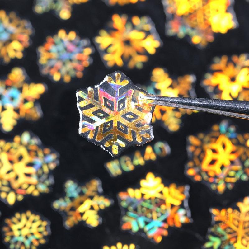 Sparkly Gold Bronzing Christmas 3D Snowflake Nail Stickers Colorful Sliver Glitter Xmas Elk Deer Socks Transfer Foil For Nails Snowflake Nail Art Stickers Decals Christmas Nail 3D Self Adhesive Nail Stickers for Acrylic Nails Snowflake Winter Slider Stevvex