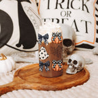 Halloween 20oz Glass Tumbler Bamboo Lid Stainless Straws Straw Cleaner BandsCo Straps
