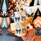 Halloween 20oz Glass Tumbler Bamboo Lid Stainless Straws Straw Cleaner BandsCo Straps