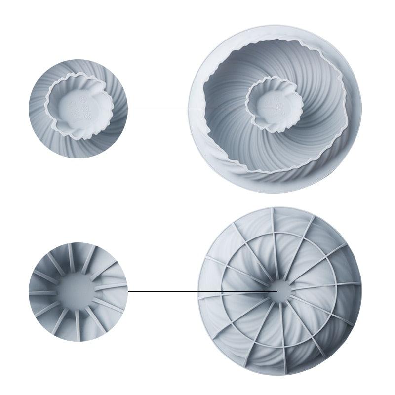 Spiral Donut Dessert Silicone Cake Mold Homemade Party Chocolate Pastry Mould Decorating Tray Baking Tools Round Swirl Cake Mold For Baking Amazing Dessert Art Silicone 3D Mould Stevvex