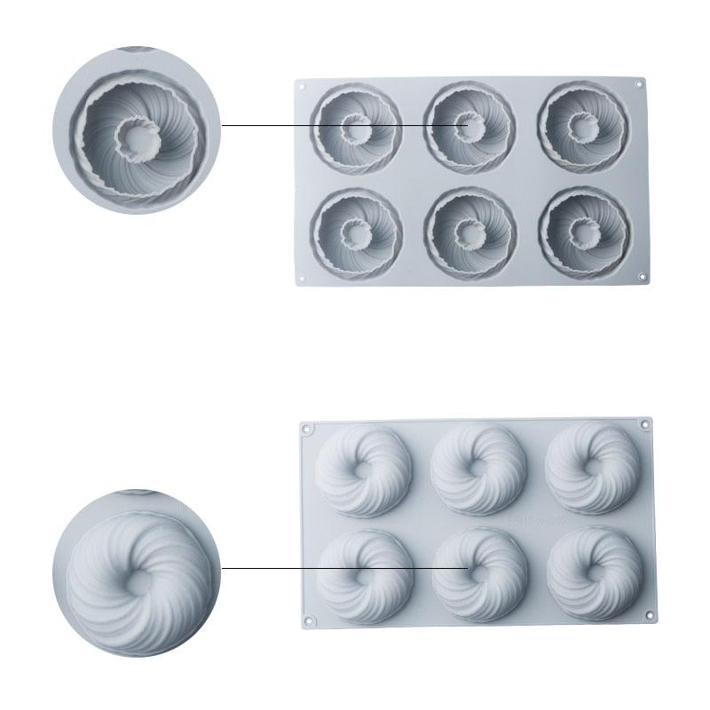 Spiral Donut Dessert Silicone Cake Mold Homemade Party Chocolate Pastry Mould Decorating Tray Baking Tools Round Swirl Cake Mold For Baking Amazing Dessert Art Silicone 3D Mould Stevvex