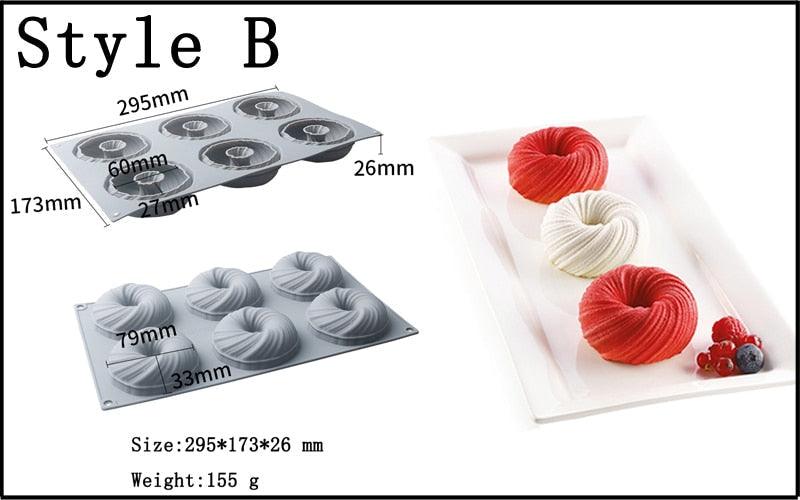 Spiral Donut Dessert Silicone Cake Mold Homemade Party Chocolate Pastry Mould Decorating Tray Baking Tools Round Swirl Cake Mold For Baking Amazing Dessert Art Silicone 3D Mould Stevvex